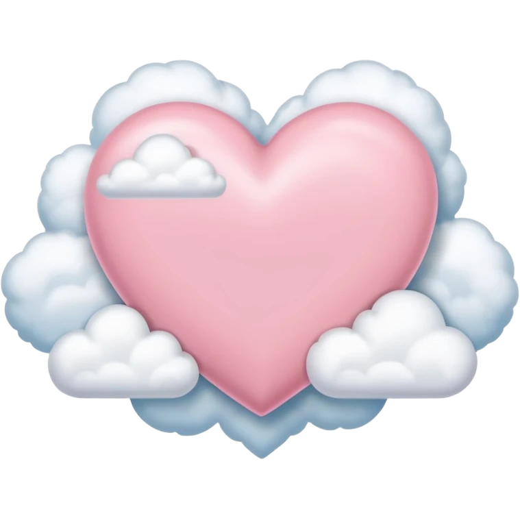 pastel pink heart surrounded by clouds, iOS Apple emoji style emoji