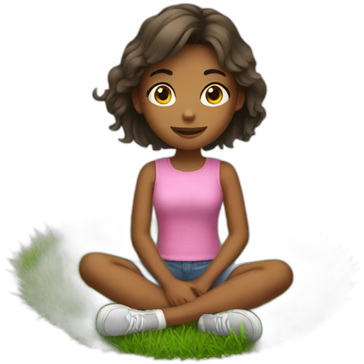 a girl sitting on grass emoji