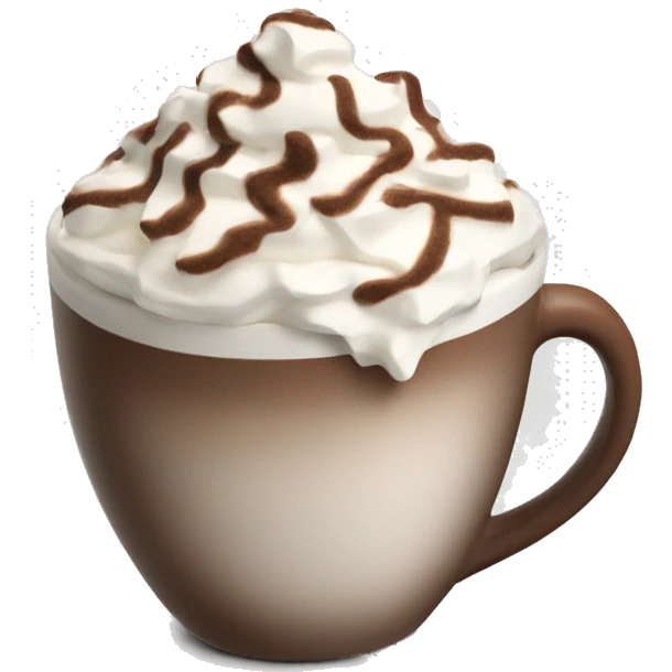 Hot chocolate with a flake and whipped cream emoji