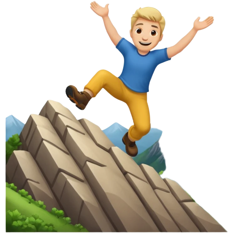 apple style emoji of a man tumbling down a mountain emoji