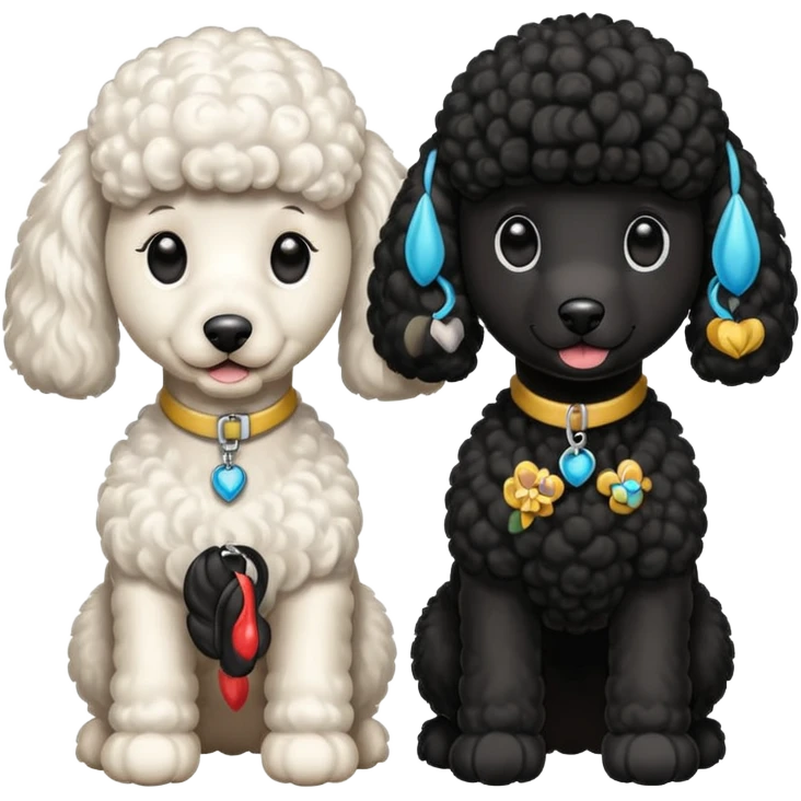 1 poodle blanca y 2 negras emoji