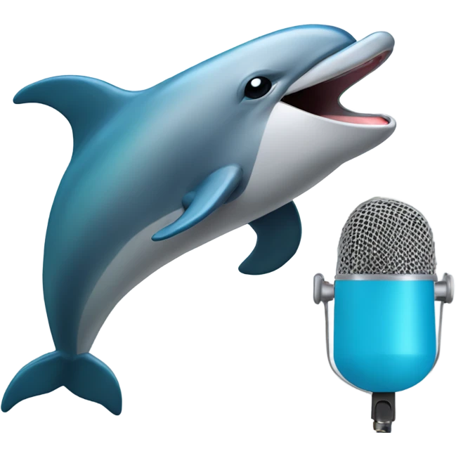 Dolphin singing into a microphone  emoji