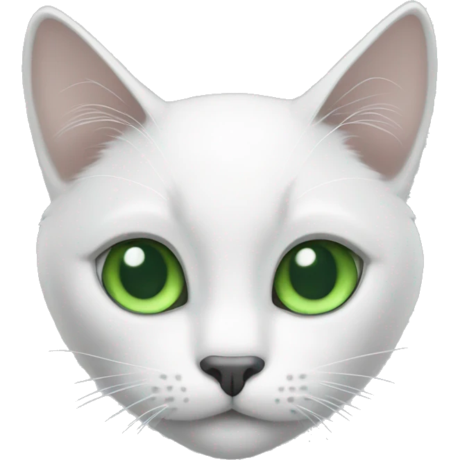White and grey cat with green eyes emoji
