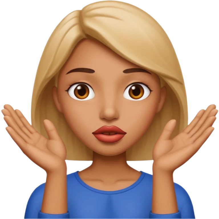 I want an emoji with big lips and hands with an judging vibe emoji