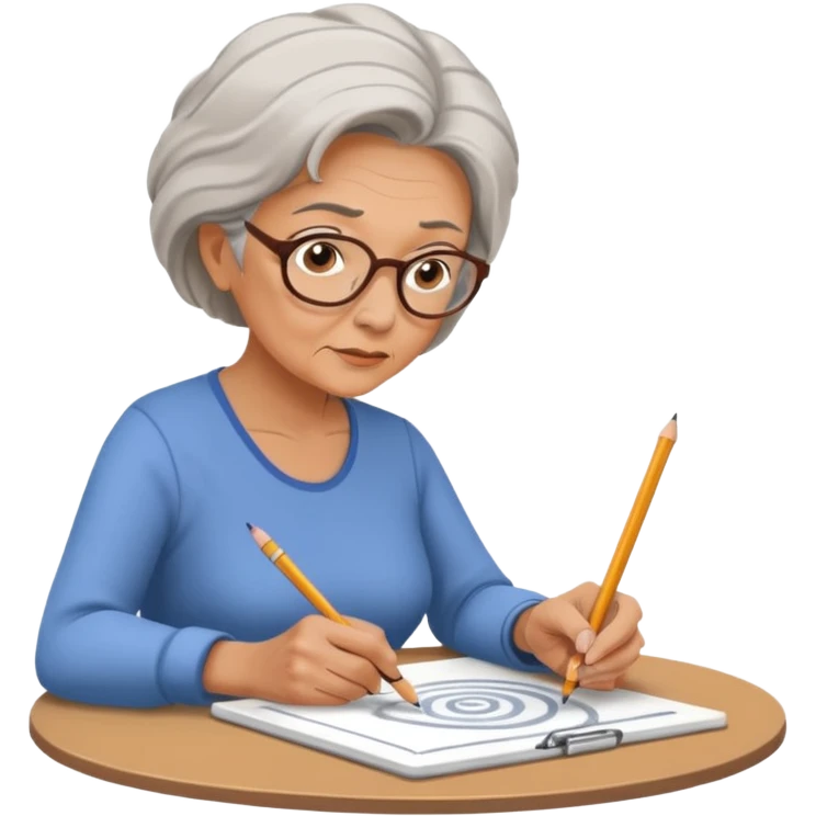 Older woman sketching in spiral pad emoji