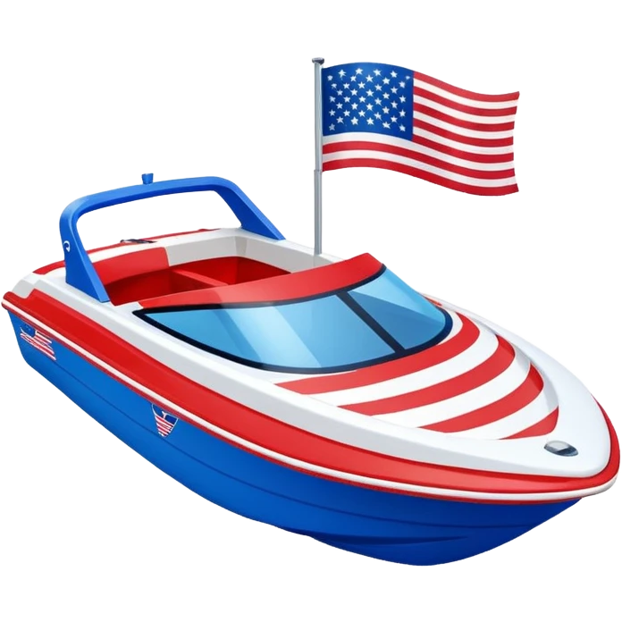 Sport water boat with American flag emoji