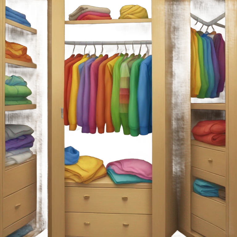 A Closet with a rainbow cloth inside emoji