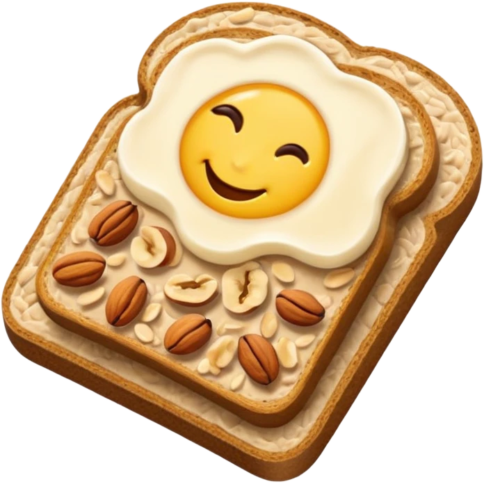 Vegetarian breakfast emoji illustration, flat iOS emoji style, toast, fruits, oatmeal, nuts, milk, no eggs, no meat, no fish, no non-vegetarian food, clean white background.” emoji