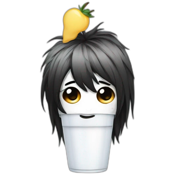 Sad emo Yogurt with black emo hair emoji