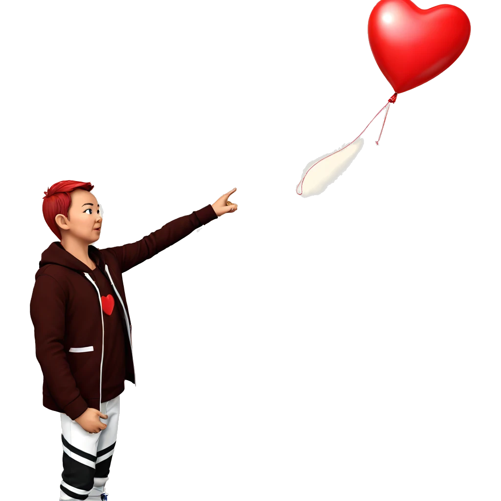 boy with heart balloon emoji