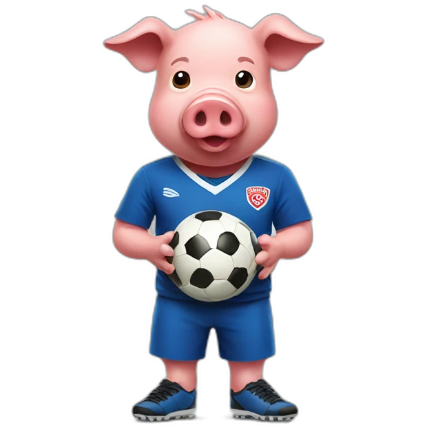 pig with red soccer tshirt standing emoji