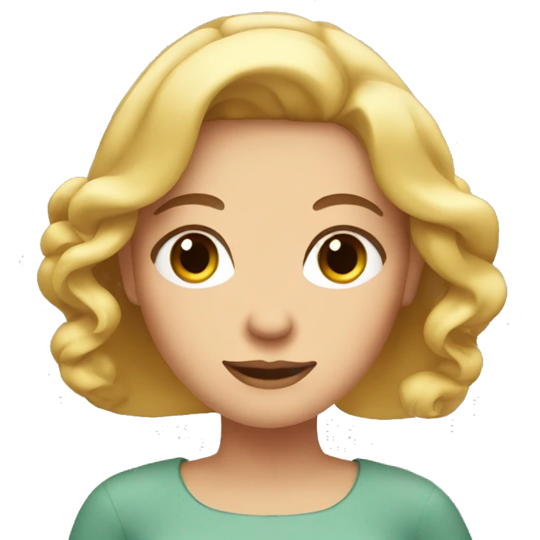 Autumn blonde Girl with brown eyes and a croissant between her hands  emoji
