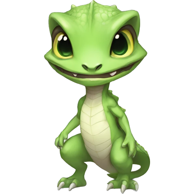 Chibi, White, Anthro-Sona-Lizard-Alien-Fakémon, Full Body emoji