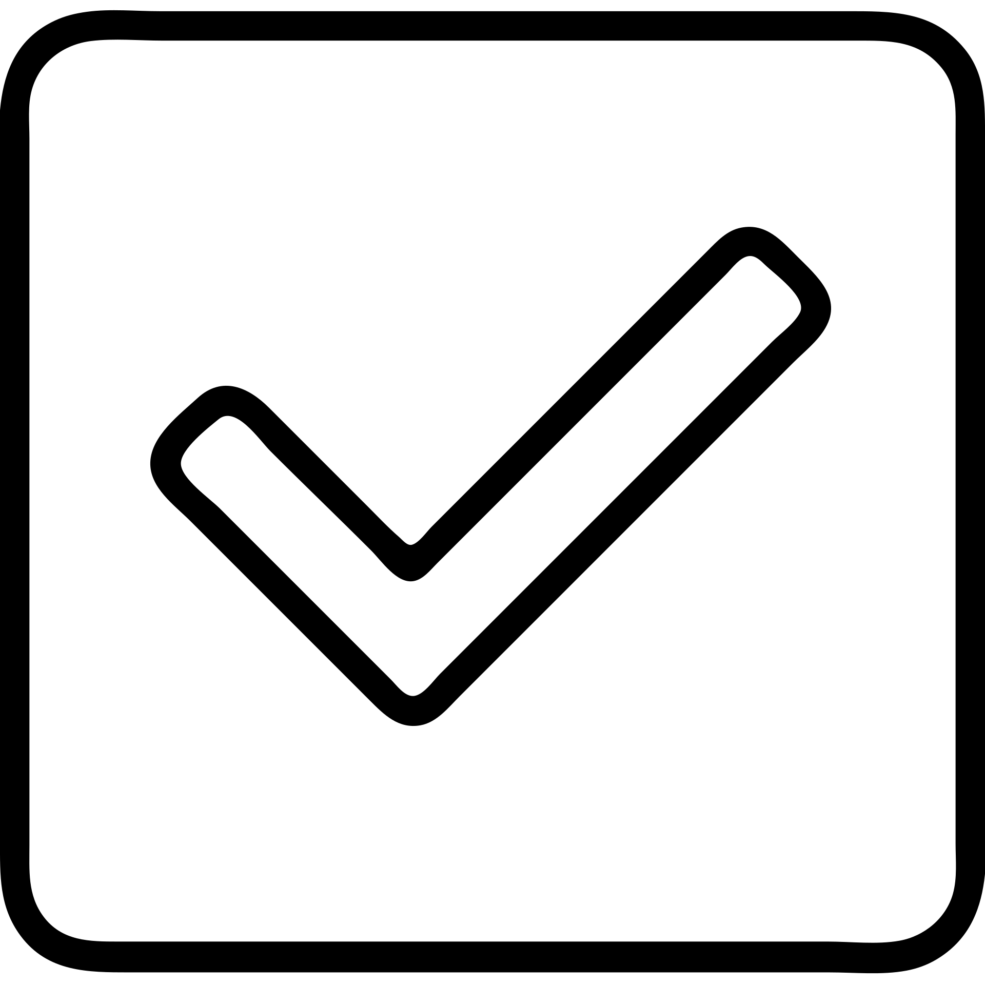 2D orange square with a white check mark inside, solid black outline icon emoji
