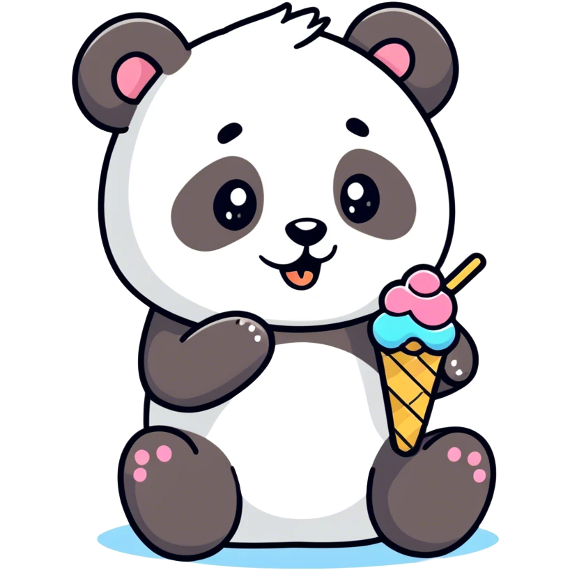 Panda eating ice cream emoji