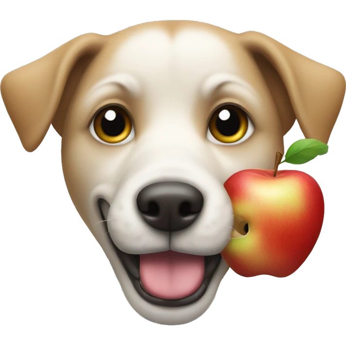 A dog with an apple in its mouth emoji