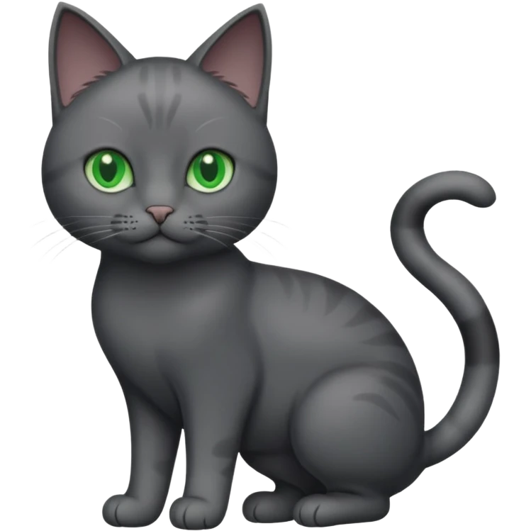 full body solid dark grey cat with green eyes and white paws emoji