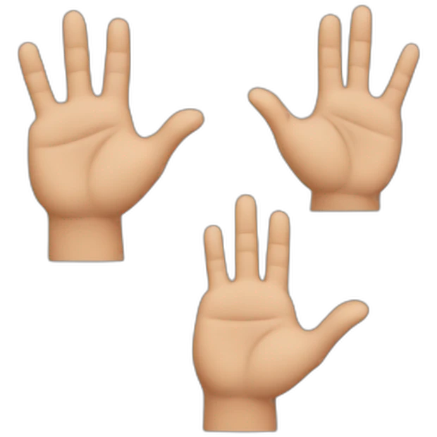 An emoji with two separate hands open as if pointing out two options emoji