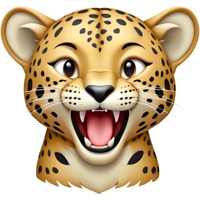 cinematic-realistic-yawning-young jaguar-portrait-emoji,-head-tilted-slightly-with-a-dramatic,-wide-open-yawn,-showcasing-a-lithe,-graceful-build-with-distinctive-rosette-patterns-and-sleepy,-half-closed-eyes,-simplified-yet-irresistibly-adorable, realistic emoji