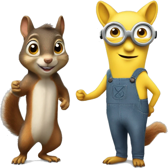 A squirrel and a minion costume emoji