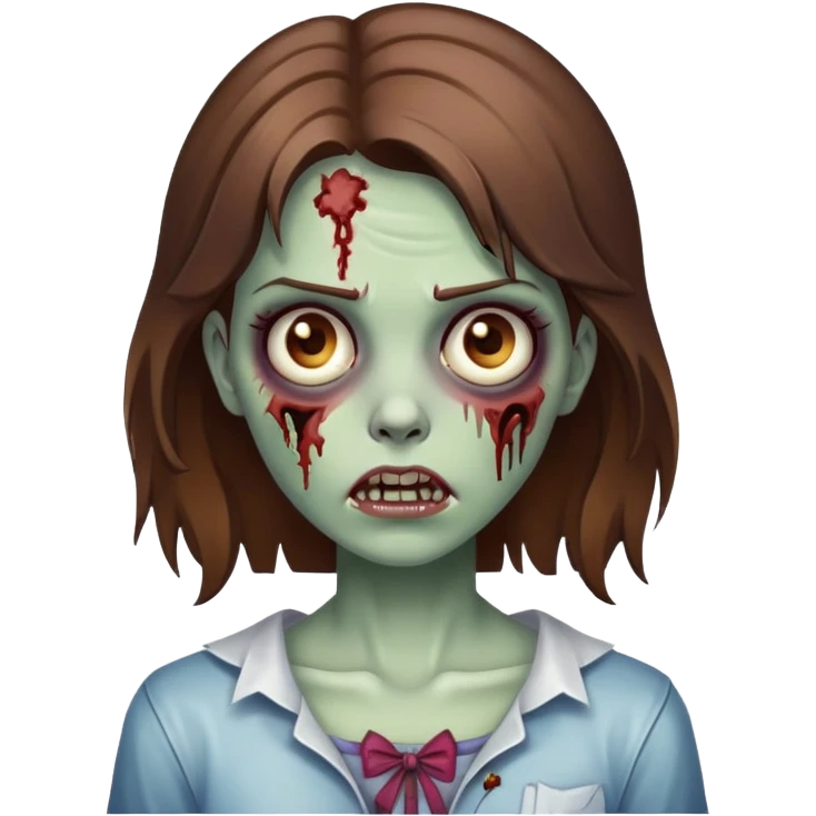 zombie girl brown hair emoji