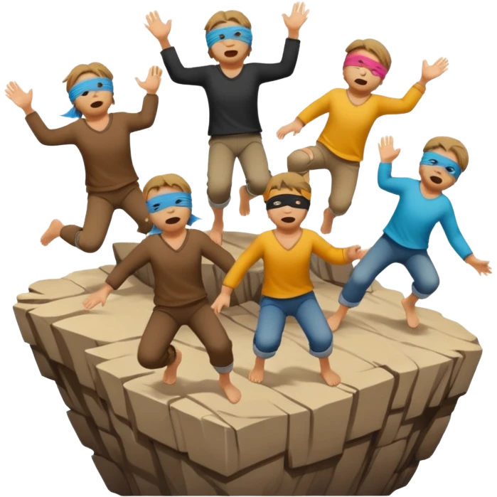 the blind leading the blind off a cliff  emoji