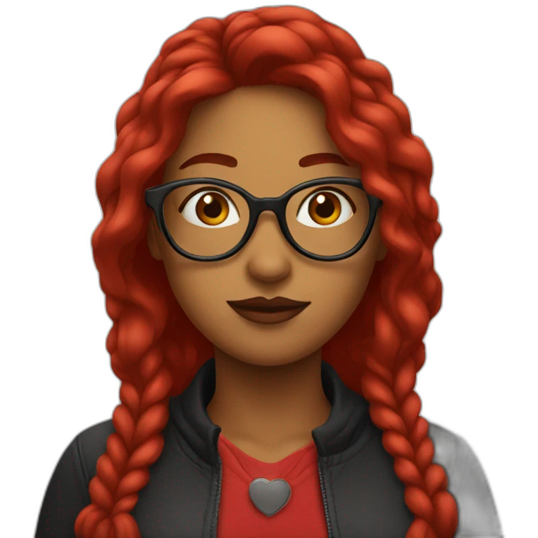 red woman with glasses kiss emoji
