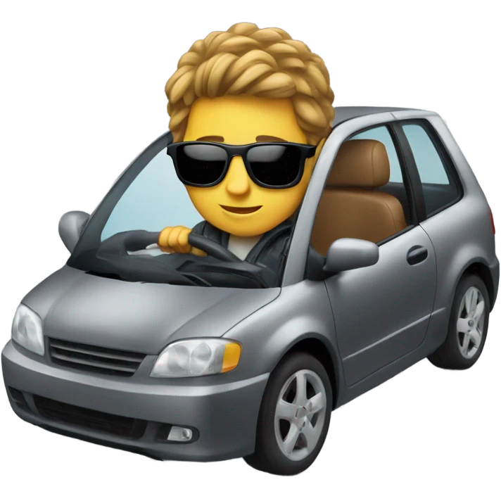 A cool boy driving a car emoji