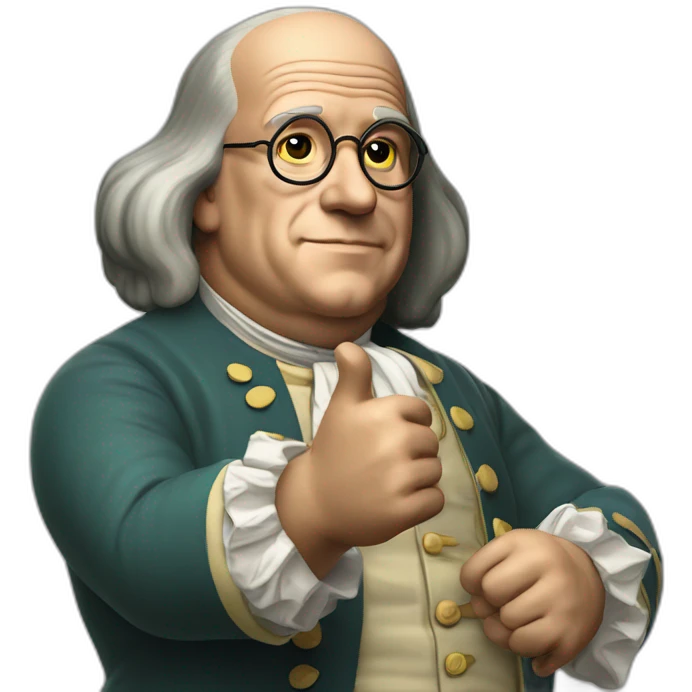 benjamin franklin with an arm up closed realistic emoji