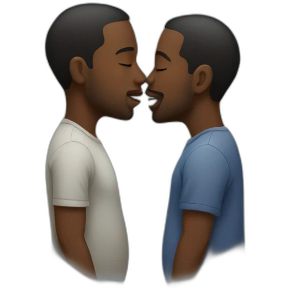 Two Pregnant black men kissing emoji