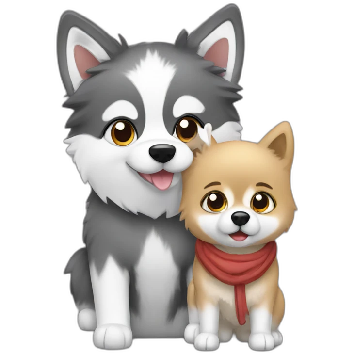 pomsky with homeless white girl emoji