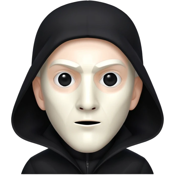 Squid Game Front Man with black geometric mask and black coat emoji