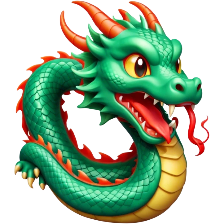 Cinematic Cute Yawning Chinese Serpent Dragon Portrait Emoji, Head gently inclined with a dramatic, wide-open yawn, revealing an elegantly elongated body with softly glowing jade and vermilion scales, enriched by subtle, ethereal cloud and ripple motifs; rendered with authentic detail and delicate natural light, high shine, relaxed yet wise, styled with a dash of ancient mystique, soft glowing outline, capturing the essence of a drowsy but venerable celestial dragon ready to drift into a serene, timeless slumber! emoji