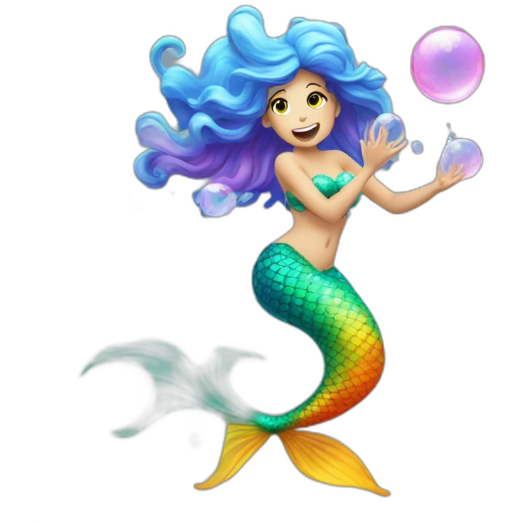mermaid farting colorfull bubbles emoji