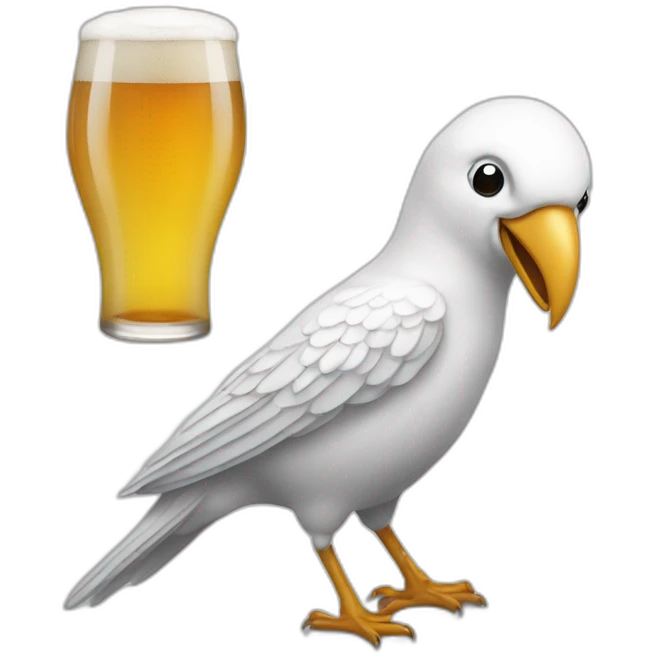 Un oiseau blanc qui boit une beer emoji