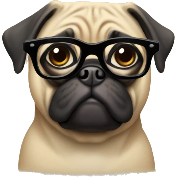 Pug wearing glasses emoji