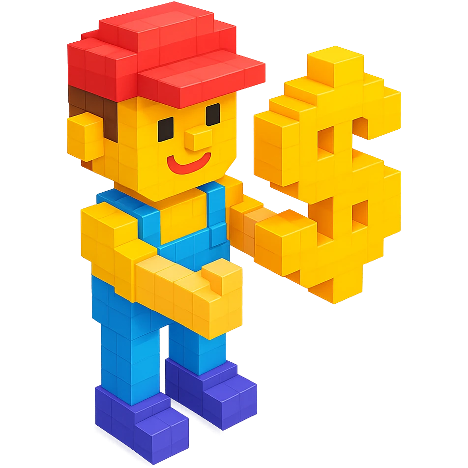 handyman holding a dollar sign emoji