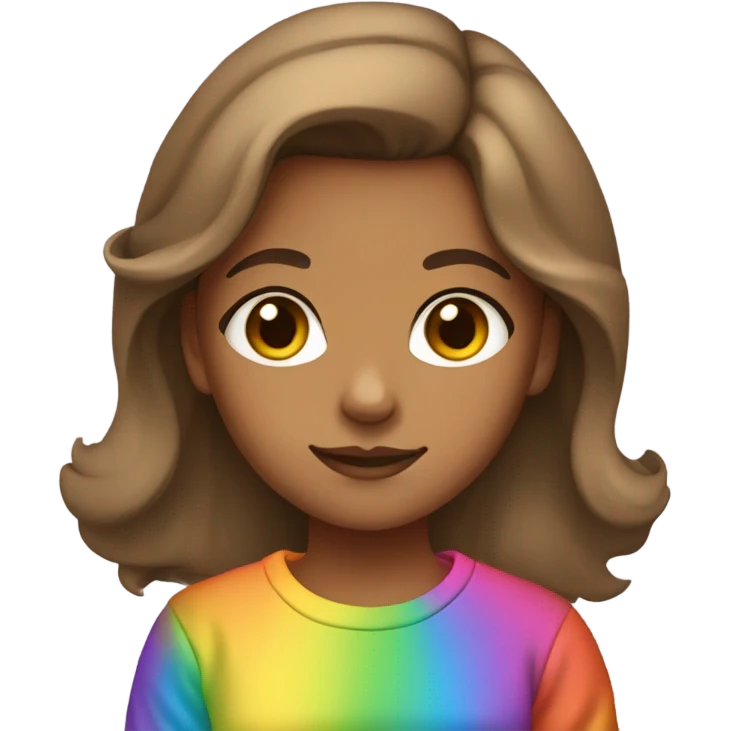 Brown hair girl tan skin faces rainbow sweatshirt emoji
