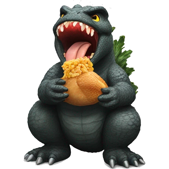 Godzilla eating a cooked chicken emoji