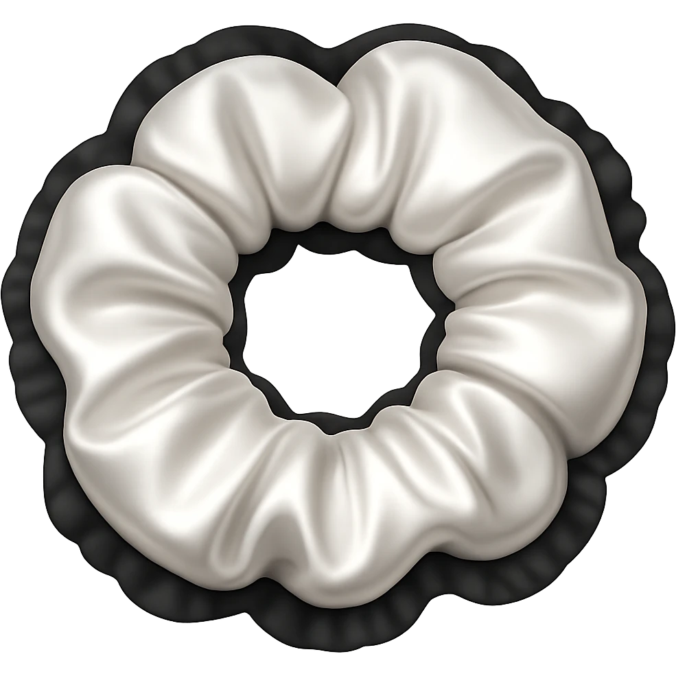 Make the fluffy white scrunchie look silkier in the style of emoji art, with no background. emoji