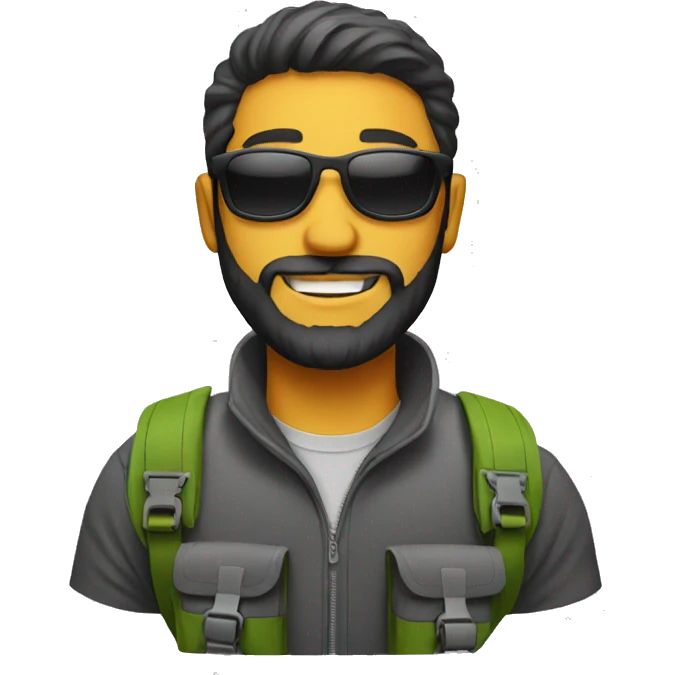 Man with sunglasses and beard backpacking  emoji