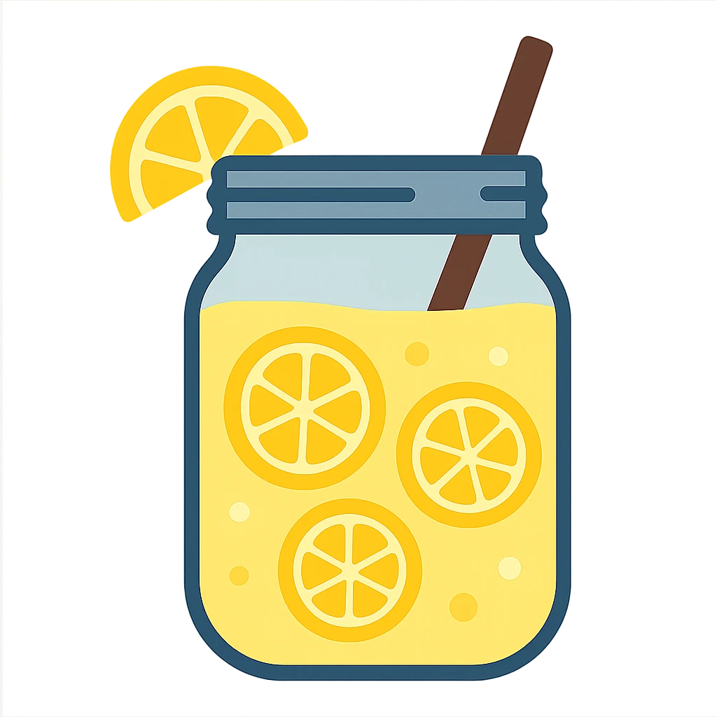 flat toon mason jar lemonade emoji