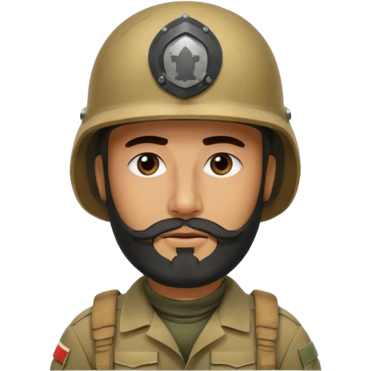 VERY TIRED, swarthy, Iraqi soldier in a helmet, helmet without insignia, with a beard emoji