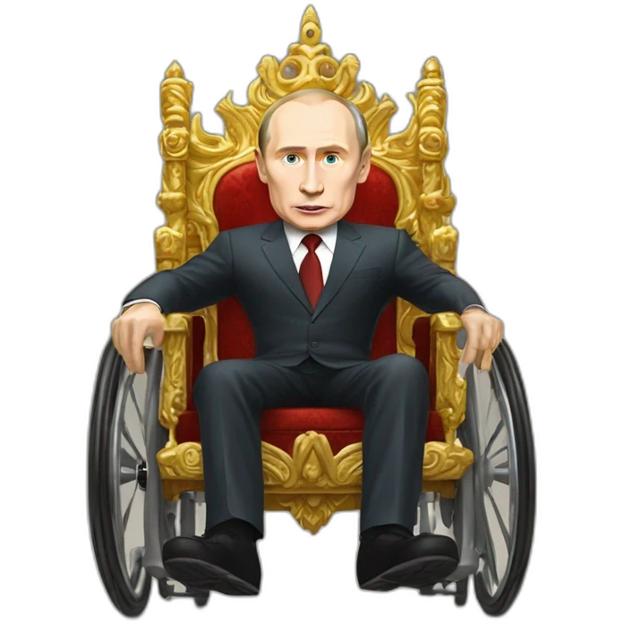 furious vladimir putin monke rides golden throne wheelchair emoji