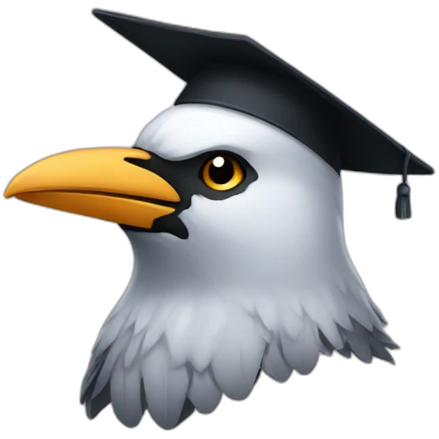 Crow with alumni hat emoji