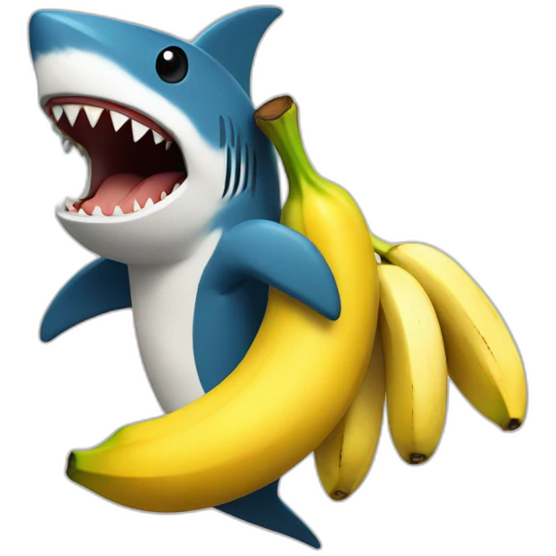 The tv show street shark holding a banana  emoji