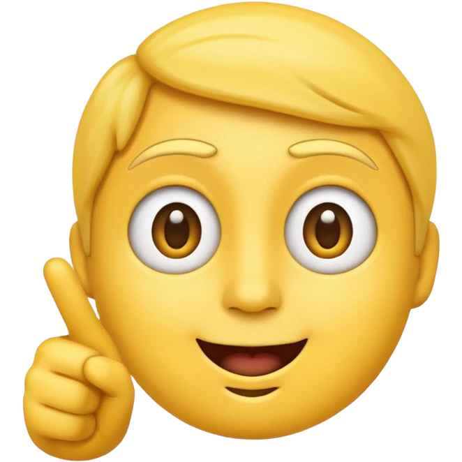 an emoji pointing to the screen with a question-like face emoji