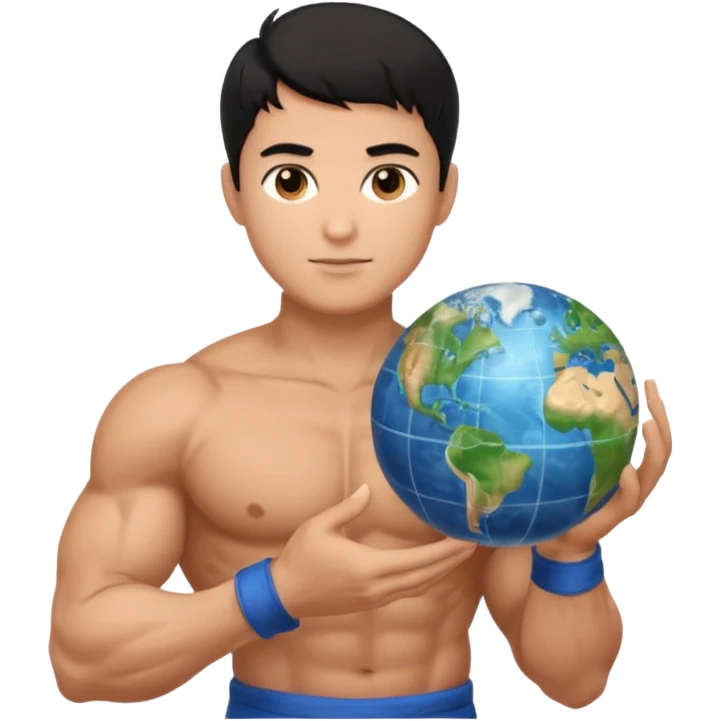 God of earth give a globe in his hand  across his body  give me more than half body  emoji