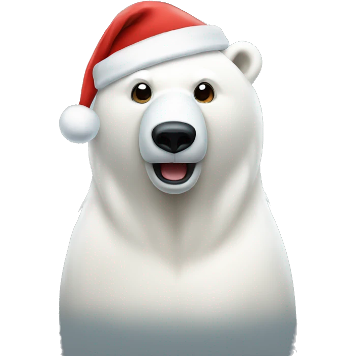 Polar bear with a santa hat emoji
