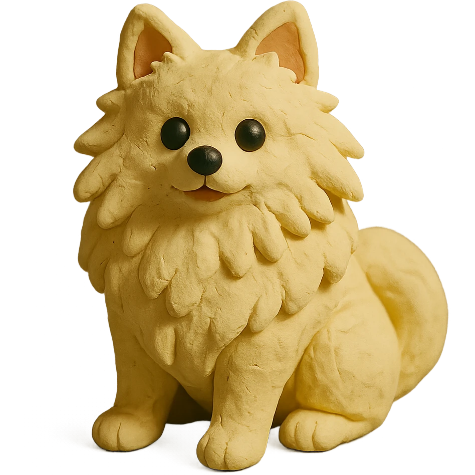 claymation style German Spitz dog emoji